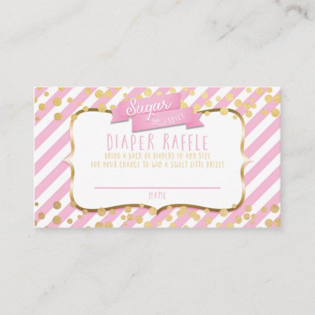 Zucker- & Gewürzrosa & Gold-DIAPER-RAFFLE-KARTE Begleitkarte (Vorderseite)