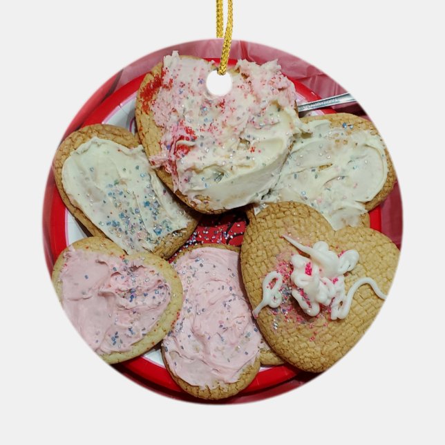 Zucker-Herzkekse, Personalisierte Weihnachten Keramik Ornament (Vorne)