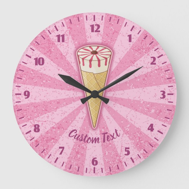 Zucker-Kone-Eiscreme-Uhr Große Wanduhr (Vorderseite)