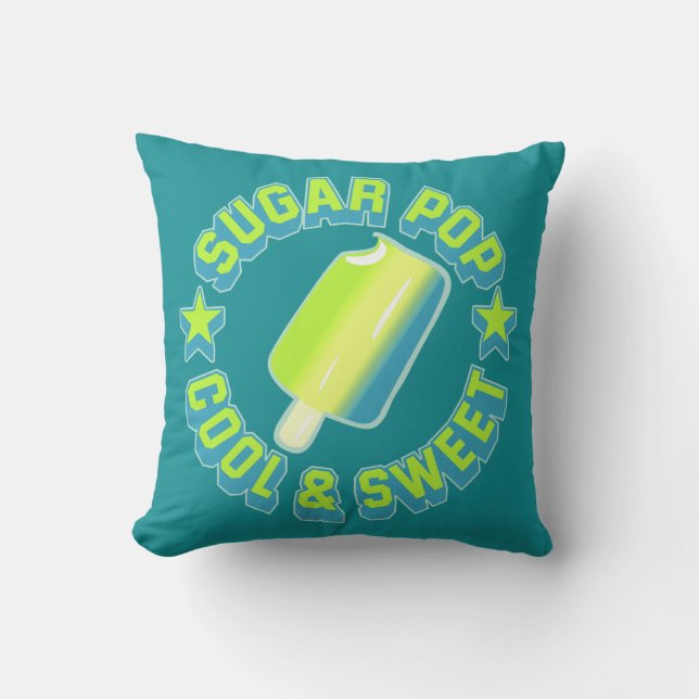Zucker-Pop Cartoon Eiscreme Reversible Kissen (Vorderseite)