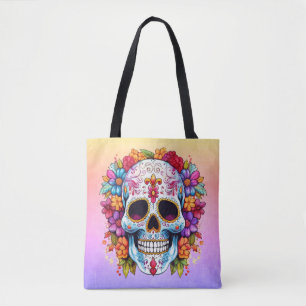 Zucker-Schädel & Blumen Tasche