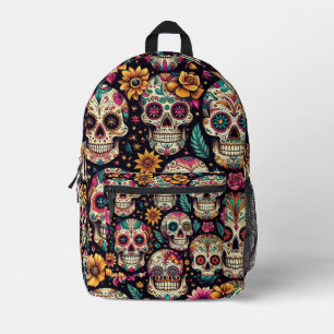 Zucker-Schädel-Blüten Bedruckter Rucksack