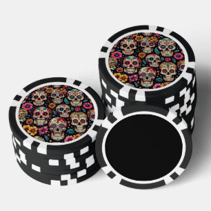 Zucker-Schädel-Blüten Pokerchips