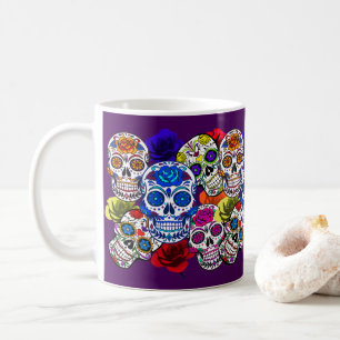 Zucker Schädel Bunte Rosen Cinco Allerseelen Kaffeetasse