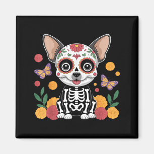 Zucker-Schädel-Chihuahua-Halloween-Hund Magnet