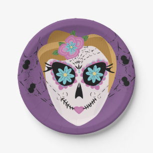 Zucker-Schädel Dia De Los Muertos Halloween Pappteller