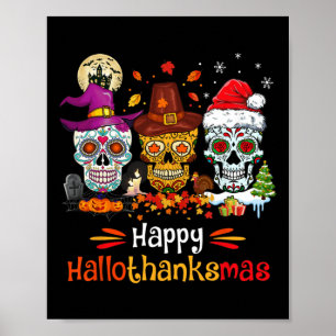 Zucker-Schädel-Hallothanksmas-Halloween-Erntedankf Poster