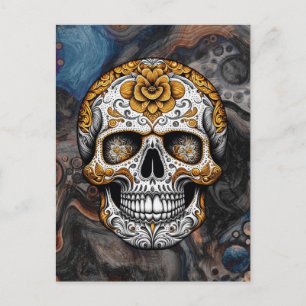 Zucker-Schädel-Halloween Postkarte