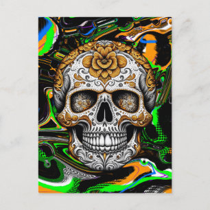 Zucker-Schädel-Halloween Postkarte