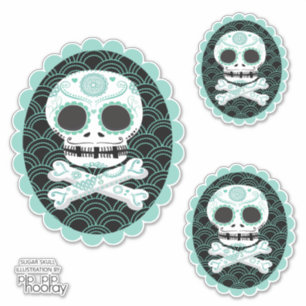 Zucker Schädel in Crossbones Cameo Tattoo Cut Aufkleber