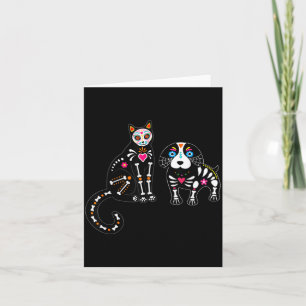 Zucker-Schädel-Katze und Hund lustiger Halloween Karte