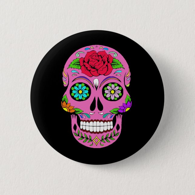 Zucker-Schädel-Knopf Button (Vorderseite)
