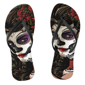 Zucker-Schädel-Mädchen - Ein Paar Flip Flops