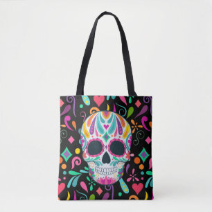 Zucker-Schädel mit Blumenmuster Tasche