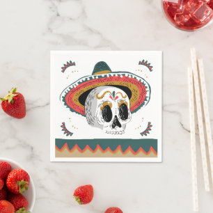 Zucker-Schädel mit Sombrero Halloween Serviette