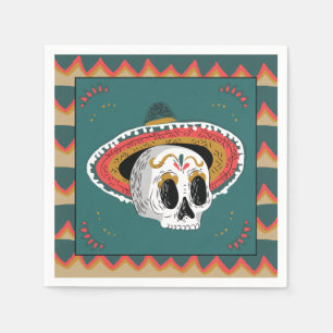 Zucker-Schädel mit Sombrero Serviette