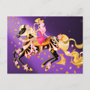 Zucker-Schädel-Pferd und Lady Purple Postkarte
