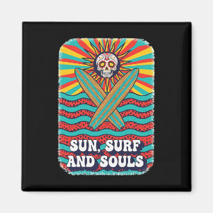 Zucker-Schädel-Psychedelische-Sonne-Retro-Surf-Oze Magnet