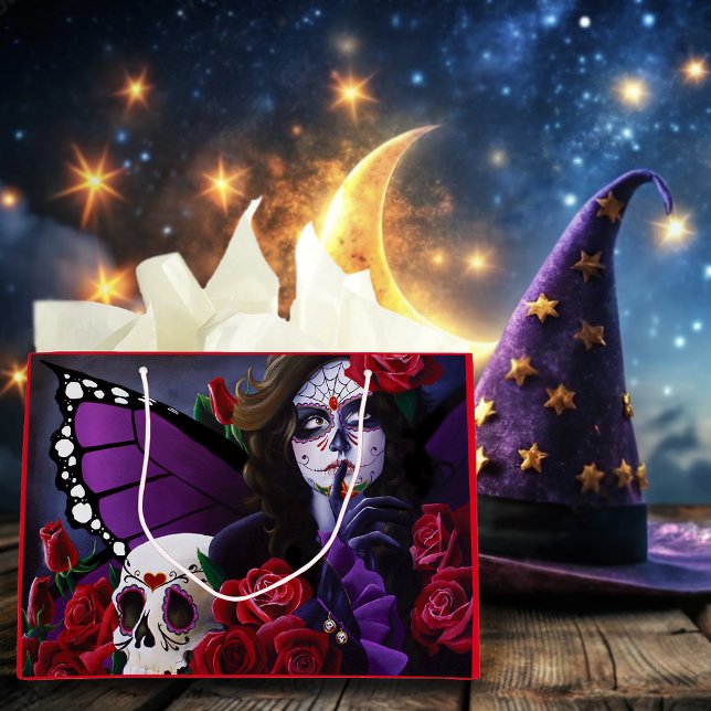 Zucker Schädel-Rote Rosen Lila Große Geschenktüte (Von Creator hochgeladen)