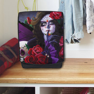 Zucker Schädel-Rote Rosen Lila Rucksack