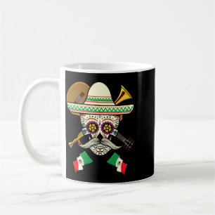 Zucker-Schädel-Shirt Gitarre Sombrero Mexikanische Kaffeetasse