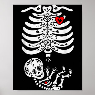 Zucker-Schädel-Skelett-Halloween-Schwangerschaftsa Poster