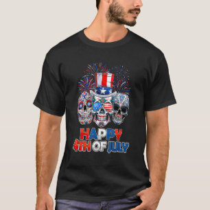 Zucker-Schädel-Sonnenbrille Feuerwerk Amerikanisch T-Shirt
