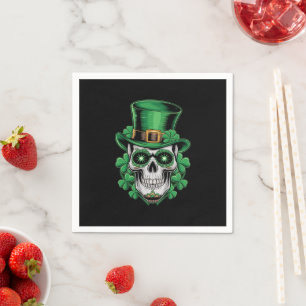 Zucker-Schädel-St.-Patrick-Day-Glückskleeblatt Serviette