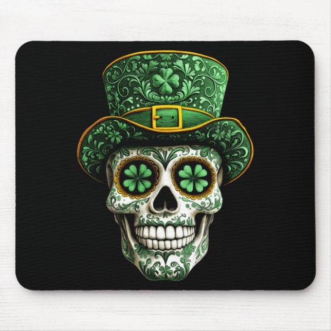 Zucker-Schädel-St.-Patrick-Tag der Regierung Mousepad (Vorne)