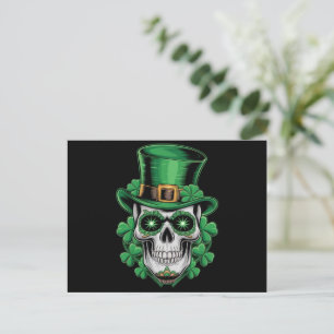 Zucker-Schädel-St.-Patrick-Tag-Glücks-Kleeblatt  Postkarte