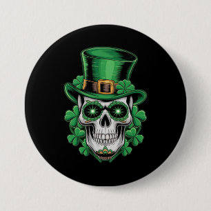 Zucker-Schädel-St.-Patrick-Tag Glücksklee  Button