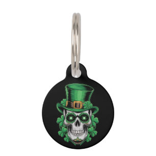 Zucker-Schädel-St.-Patrick-Tag Glücksklee Haustiermarke