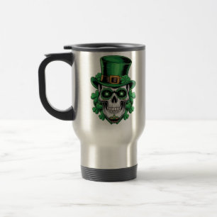 Zucker-Schädel-St.-Patrick-Tag Glücksklee Reisebecher