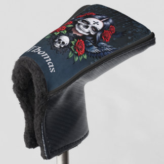 Zucker Schädelgel mit Rose. Golf Headcover