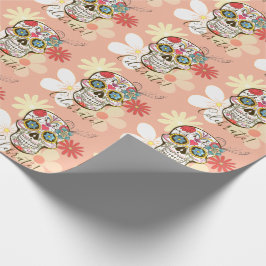 Zucker Skull Soft Petty Peach Rose Hippy Floral Geschenkpapier