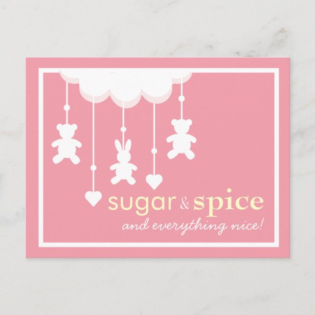 Zucker & Spice Girl Babydusche Postkarte (Vorderseite)