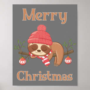 Zucker Süß Faultier Weihnachten Poster