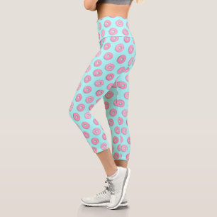 Zucker Sweet Pink Glazed Donuts Capri Leggings