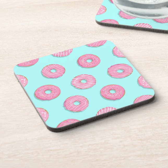Zucker Sweet Pink Glazed Donuts Getränkeuntersetzer (Linke Seite)