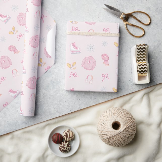 Zucker und Eisfigur Skate Eiseis Skate Winterrosa Geschenkpapier (Kunsthandwerk)
