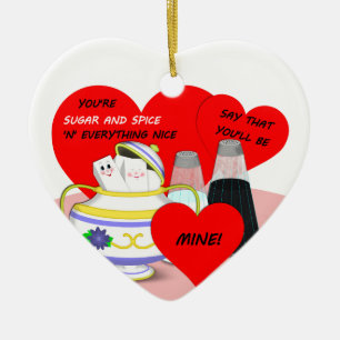 Zucker und Gewürz - Alte Valentinstagskarten-Kunst Keramik Ornament