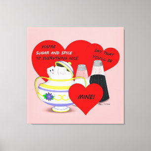 Zucker und Gewürz - Alte Valentinstagskarten-Kunst Leinwanddruck