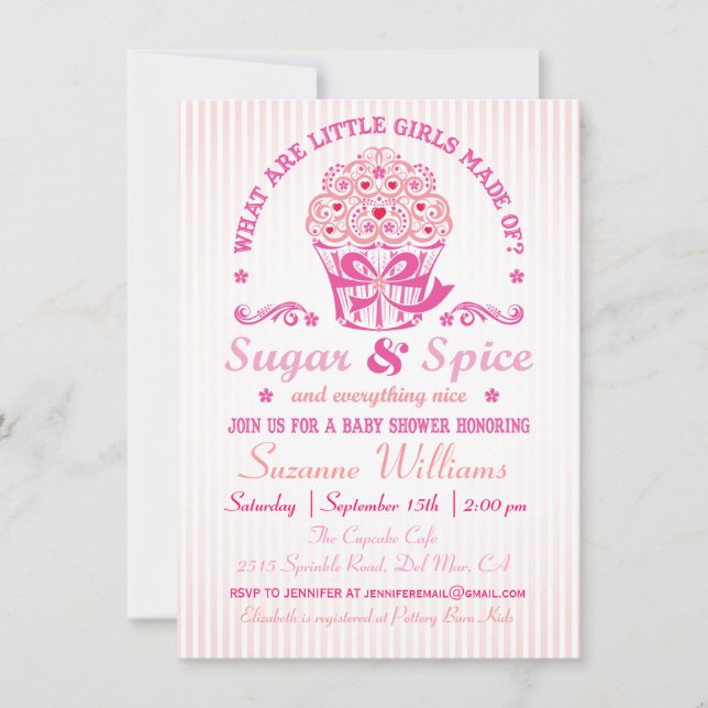 Zucker und Gewürz Cupcake Baby Dusche Einladung (Vorderseite)