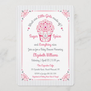 Zucker und Gewürz Cupcake Baby Girl Dusche Einladu Einladung