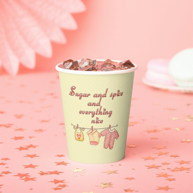 Zucker und Gewürz, gelb und rosa Babydusche Pappbecher (Insitu)