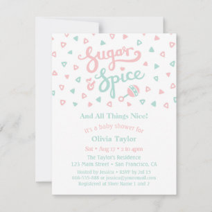 Zucker und Gewürz Typografie Mädchen Baby Shower Einladung