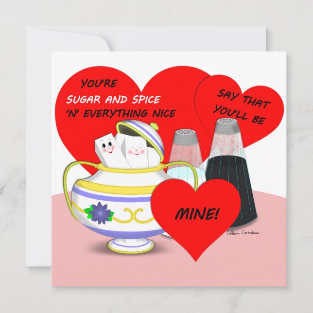 Zucker und Gewürze - altmodische Valentine Card Ku (Vorderseite)