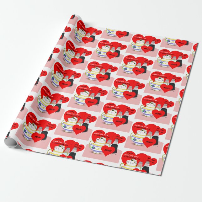 Zucker und Gewürze - altmodische Valentine Card Ku Geschenkpapier (Ungerollt)