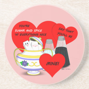 Zucker und Gewürze - altmodische Valentine Card Ku Getränkeuntersetzer
