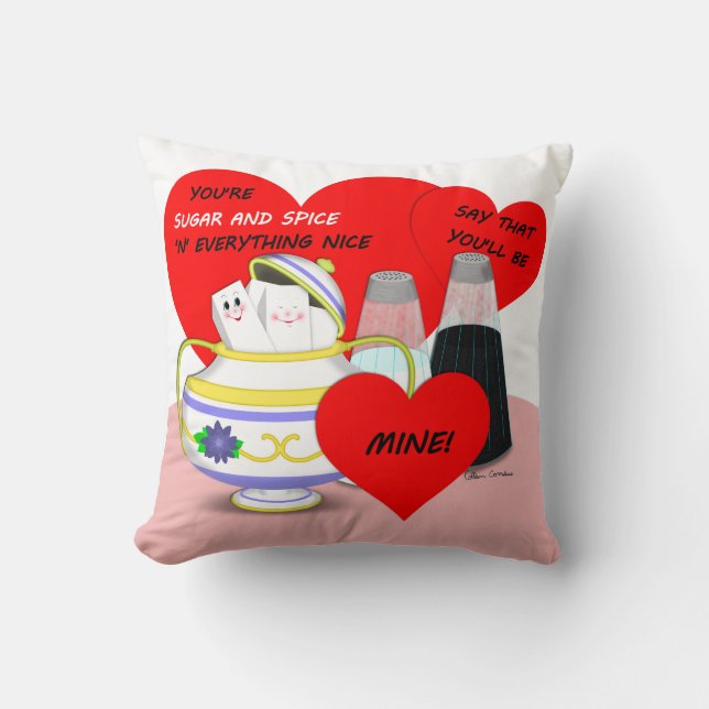 Zucker und Gewürze - altmodische Valentine Card Ku Kissen (Vorderseite)